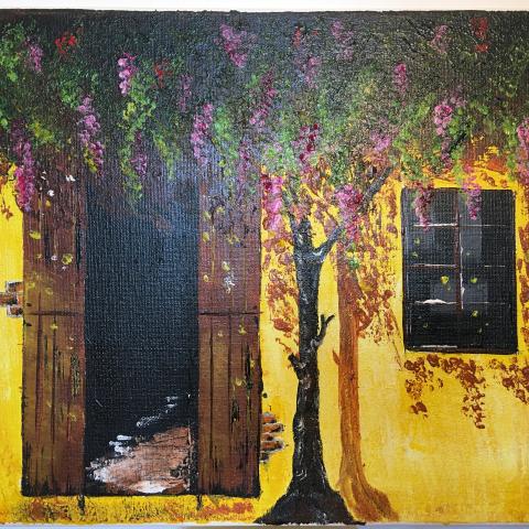 Casa di campagna con glicine