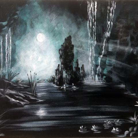 Cigni al chiaro di luna